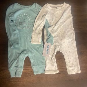 Carters bodysuits for baby, newborn, 2 pieces